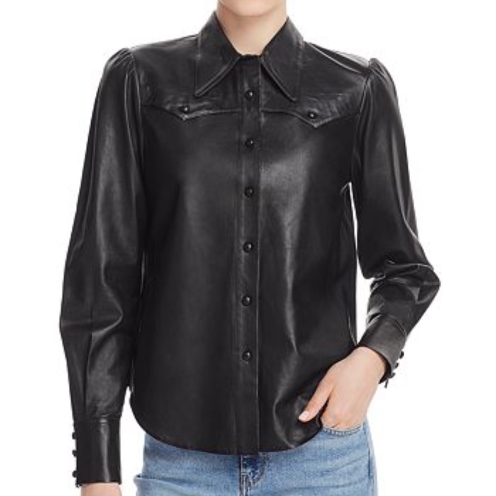 Joie Telmao Leather Top